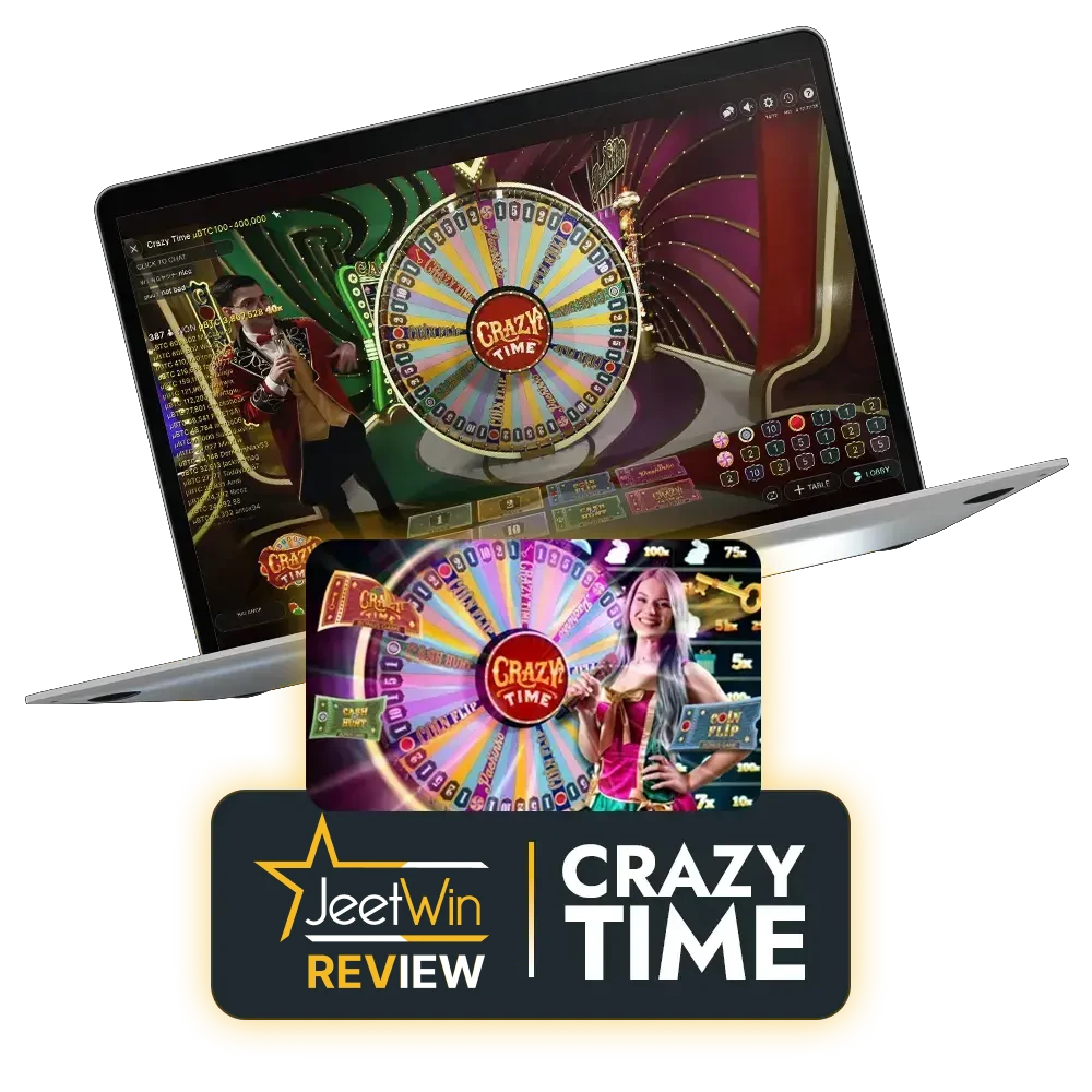 Predict the drop of a valuable cash prize in the Crazy Time game from JeetWin Casino.