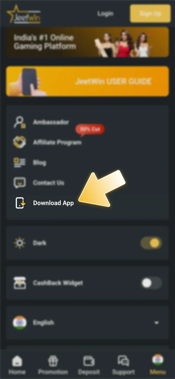 Open the JeetWin official site to start iOS installation.