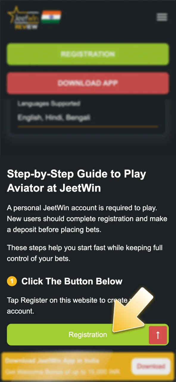 Click the button to register your new JeetWin account.