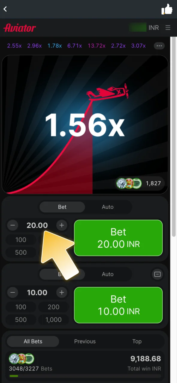 Choose one or two active bets for your JeetWin session.