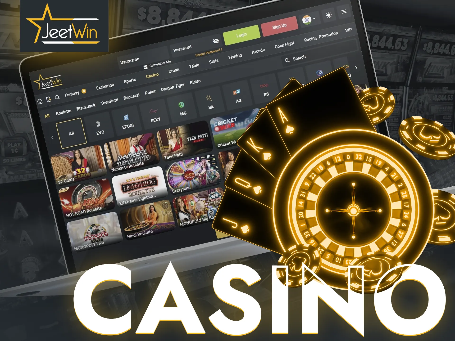 Test your luck with the best gambling games from JeetWin Casino.