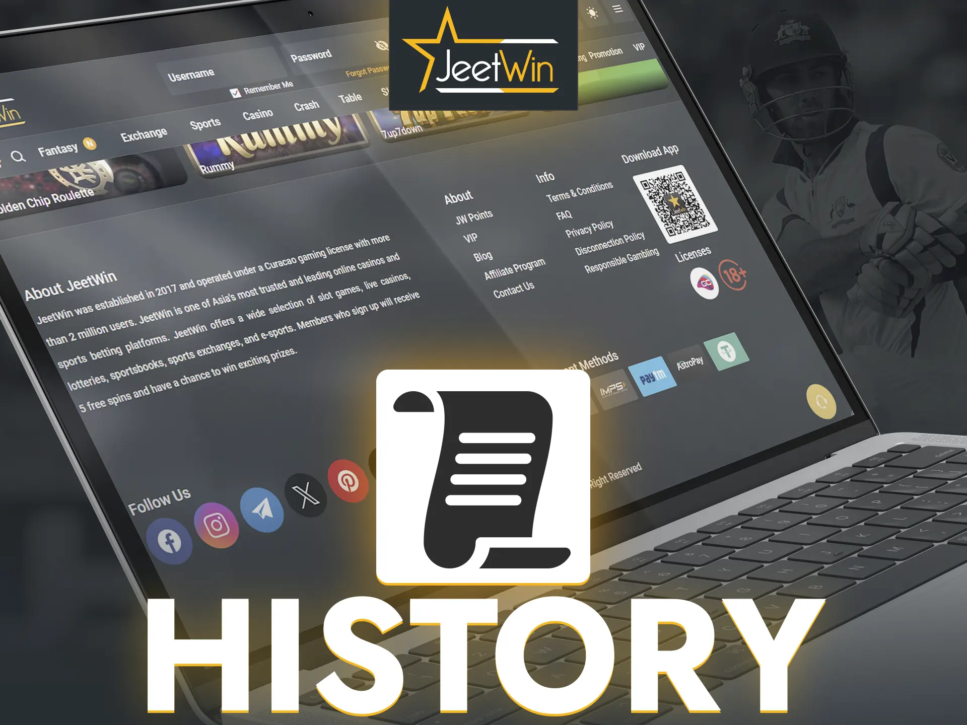 Explore the history of JeetWin Casino's creation and promotion among users.