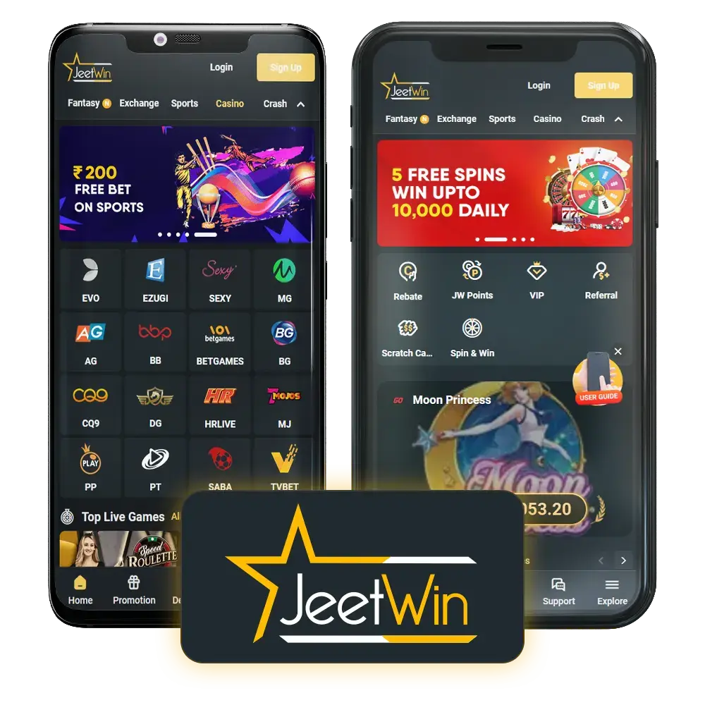 Try the JeetWin app for betting and slots games.