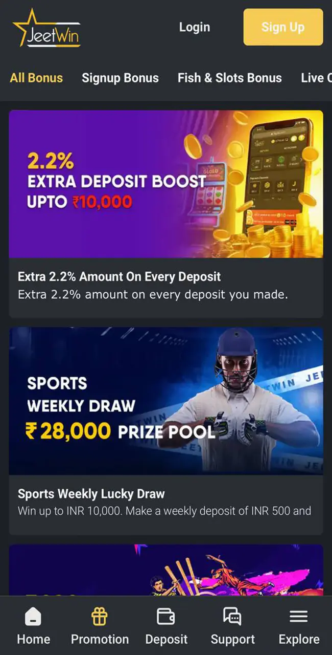 Bonuses and promotions from JeetWin Casino.