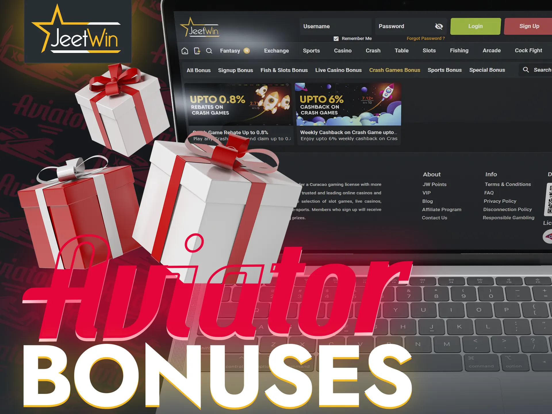 Don't forget about the bonuses that will help you win big cash in the Aviator game from JeetWin Casino.