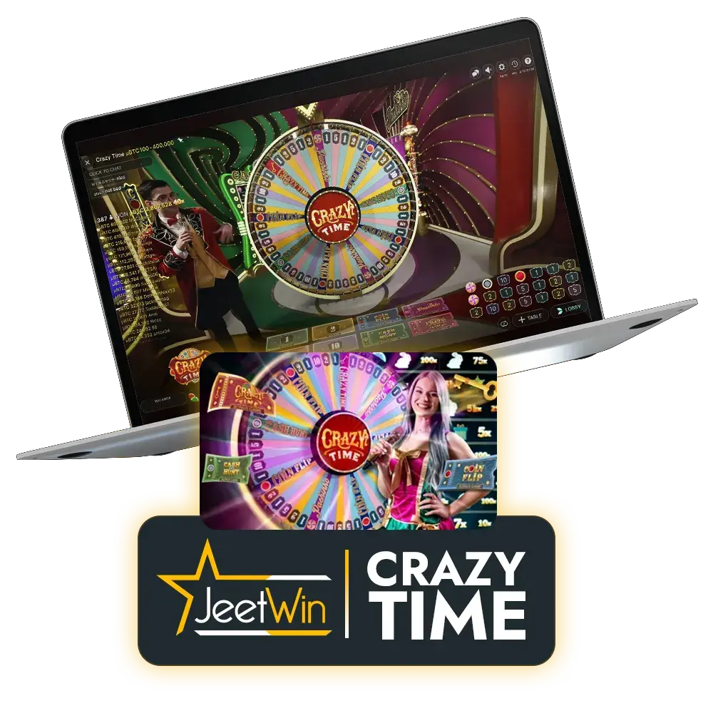 Predict the drop of a valuable cash prize in the Crazy Time game from JeetWin Casino.