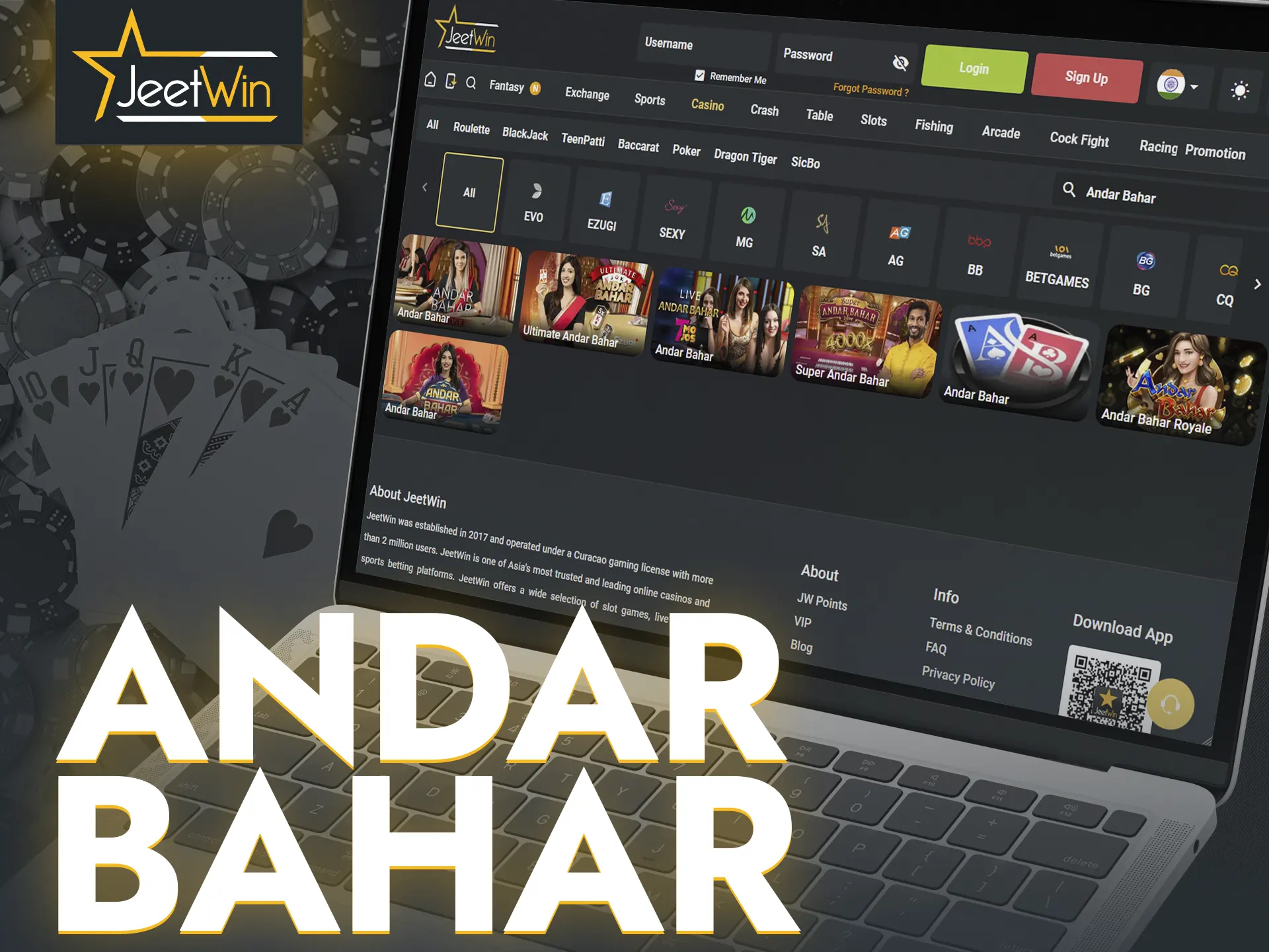 Demonstrate your knowledge and share of luck when you play Andar Bahar from JeetWin Casino.