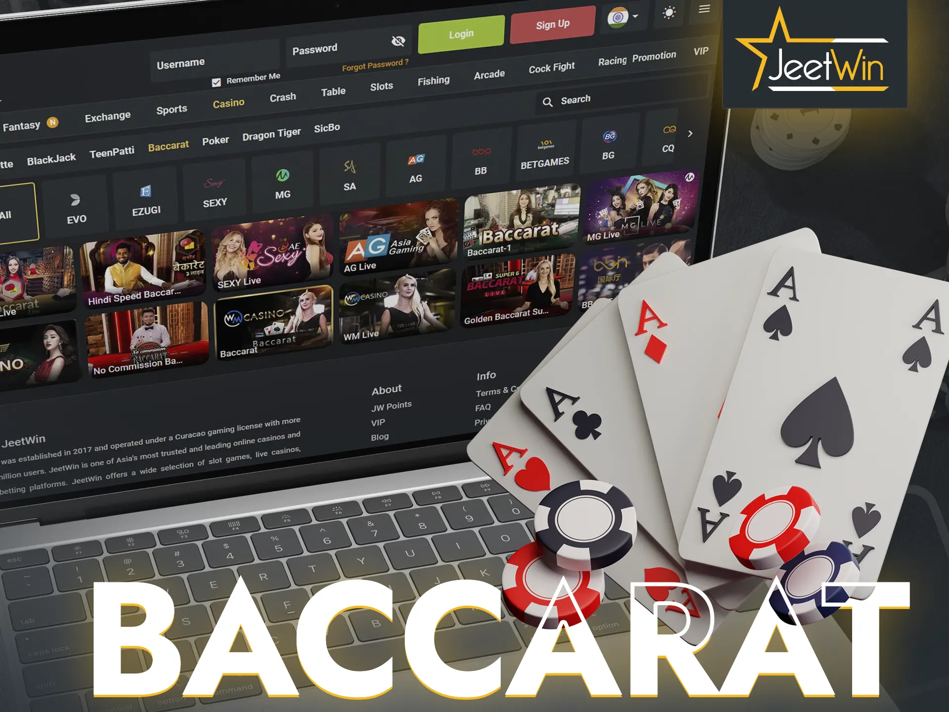 Beat the casino dealer in JeetWin's Baccarat game.