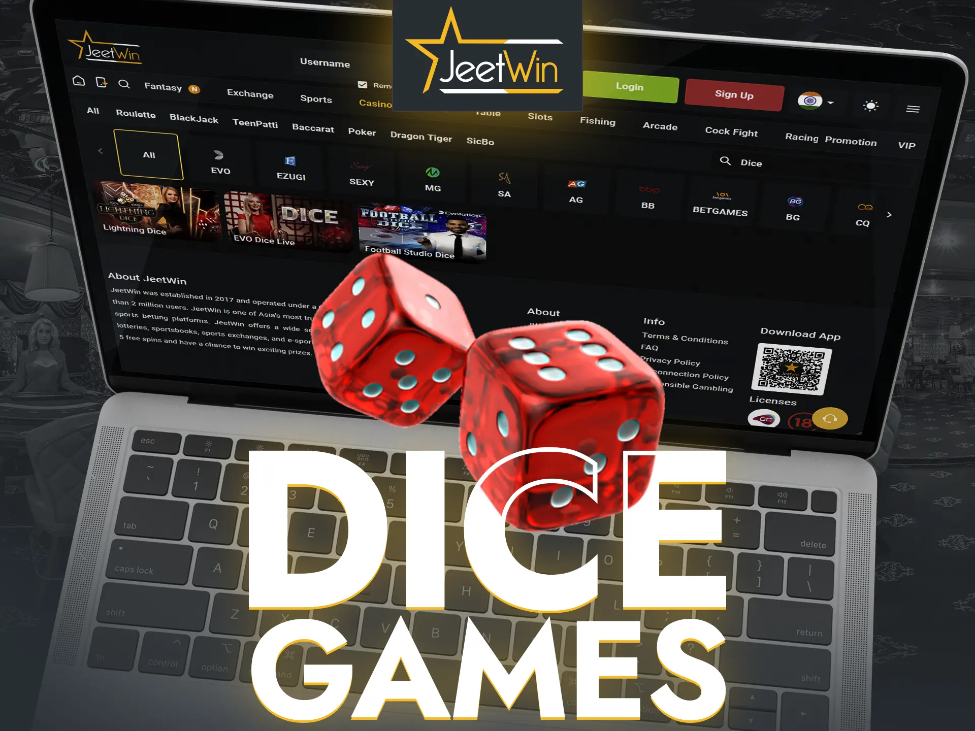 Roll the dice at Live casino and win big cash prizes from JeetWin.