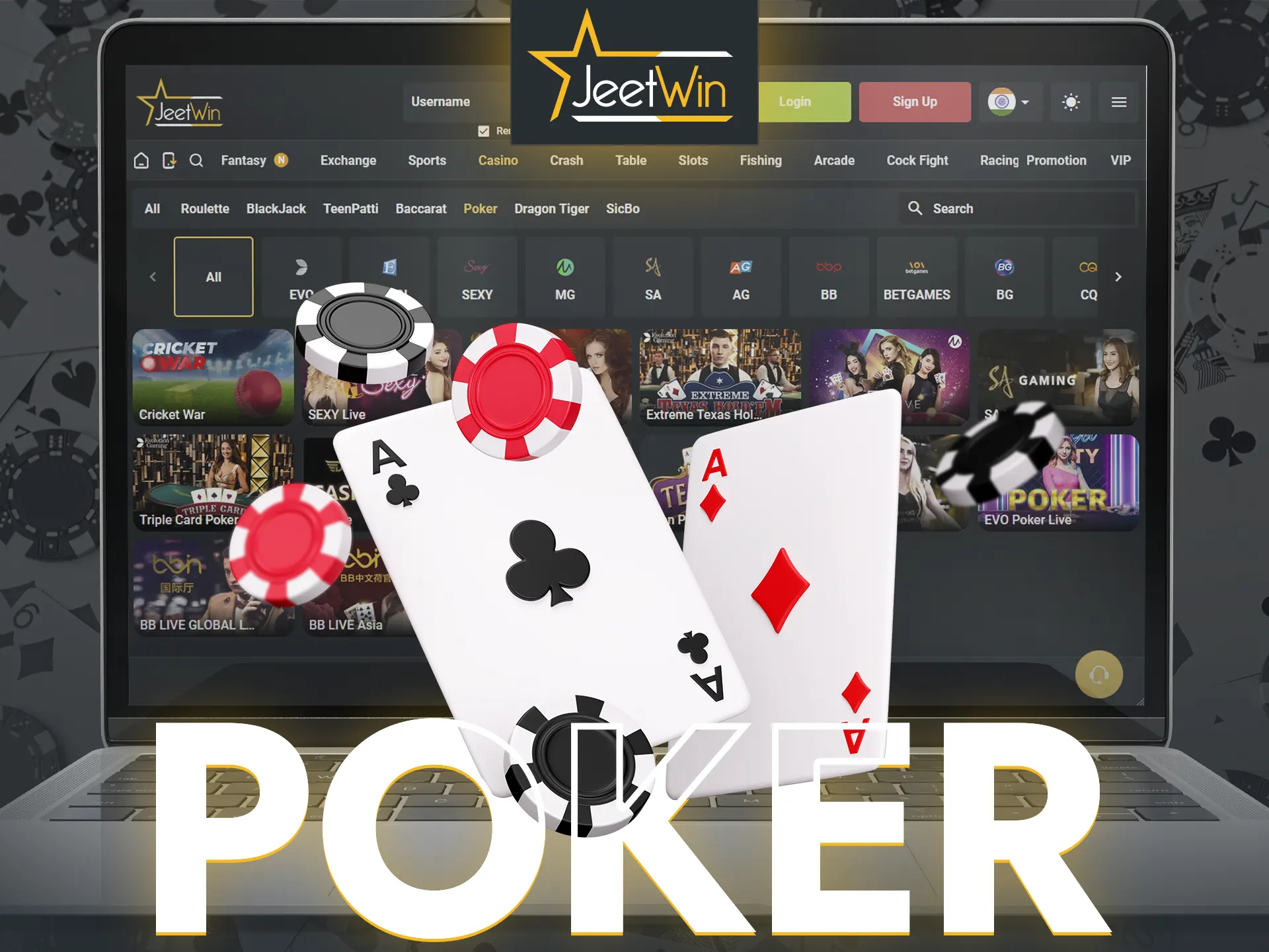 Choose the best poker tactics for you and beat other players at JeetWin Casino.