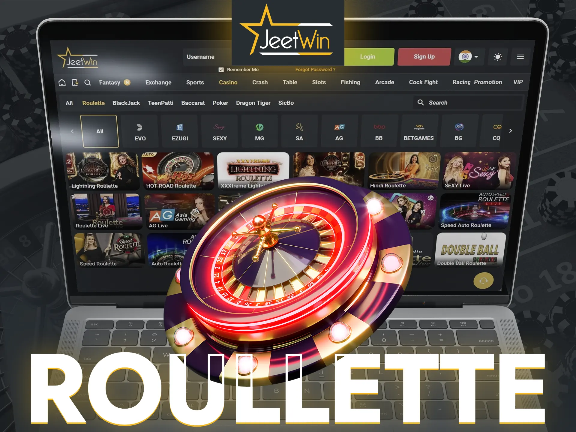 Test your luck by betting on black or red in roulette from JeetWin.