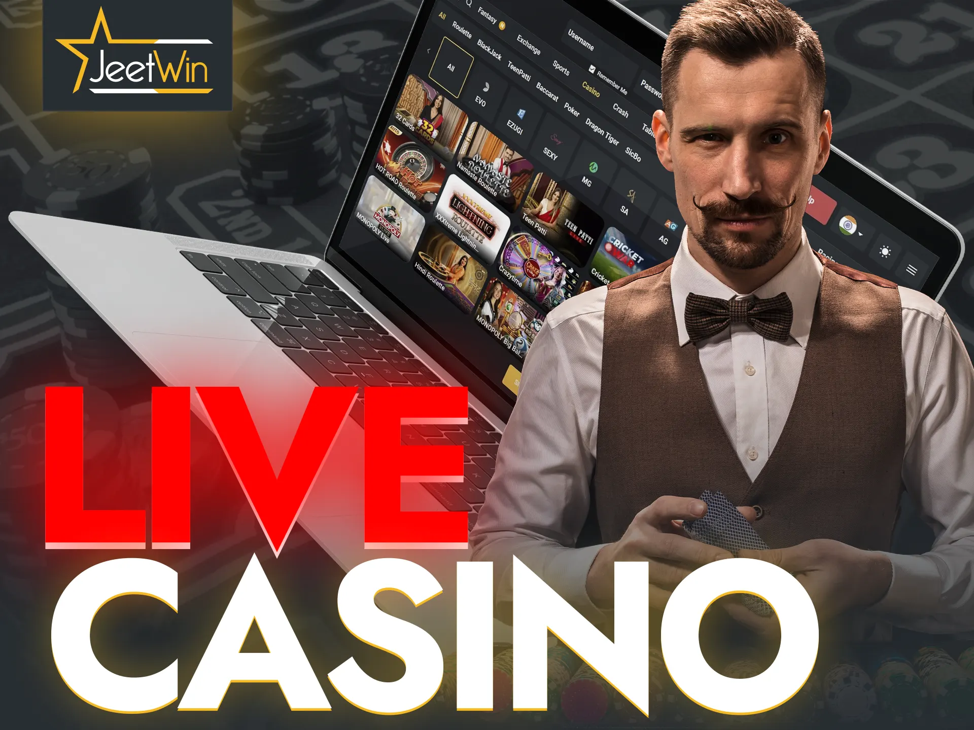 Show off your skills when you play with real dealers at JeetWin Casino.