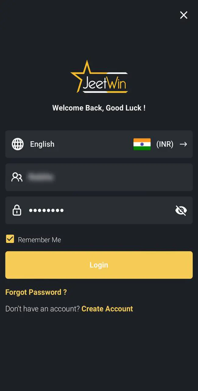 Log in to your account to make your first deposit at JeetWin Casino.
