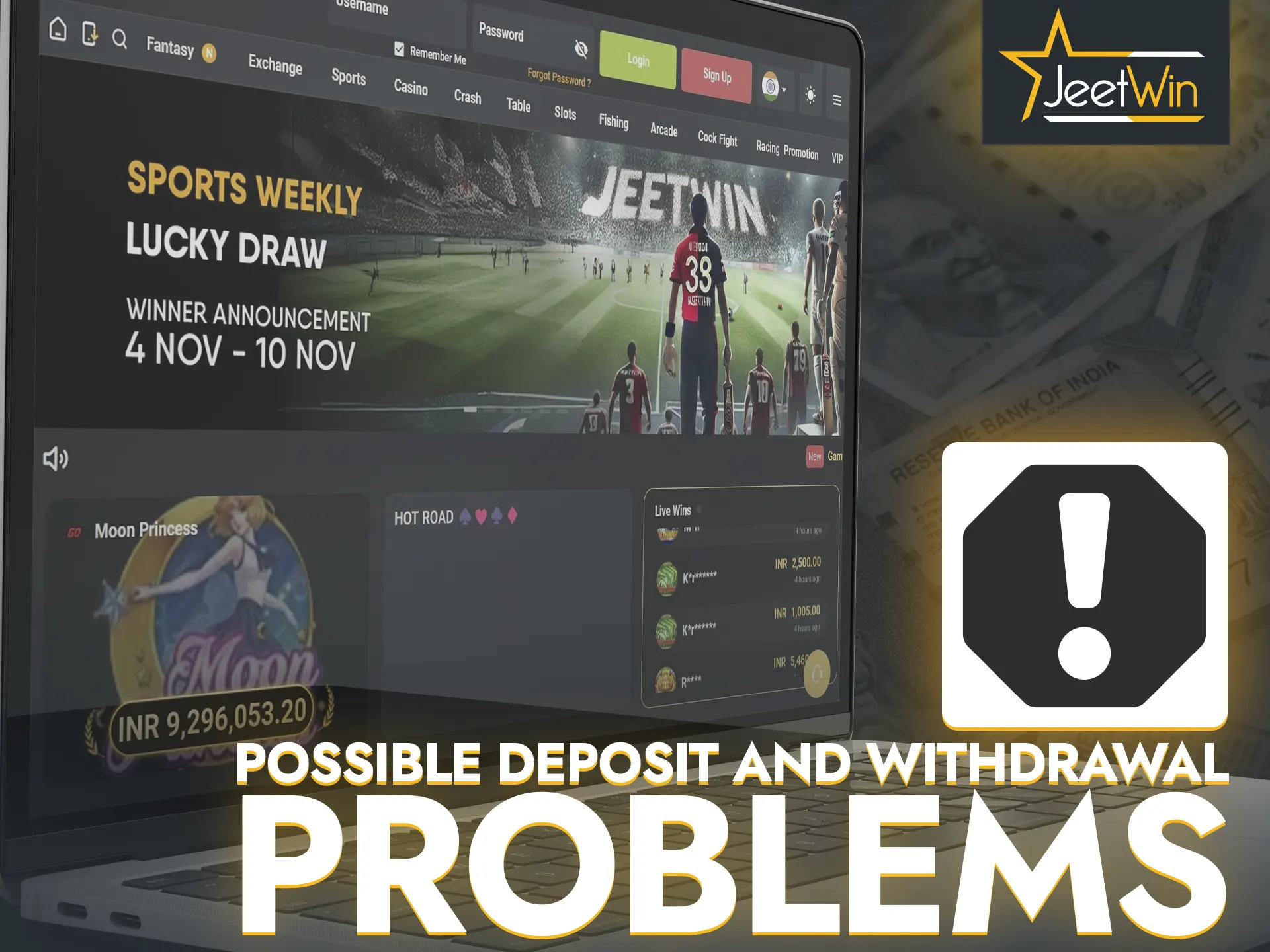 Explore your options for solving problems related to funding your account at JeetWin Casino.