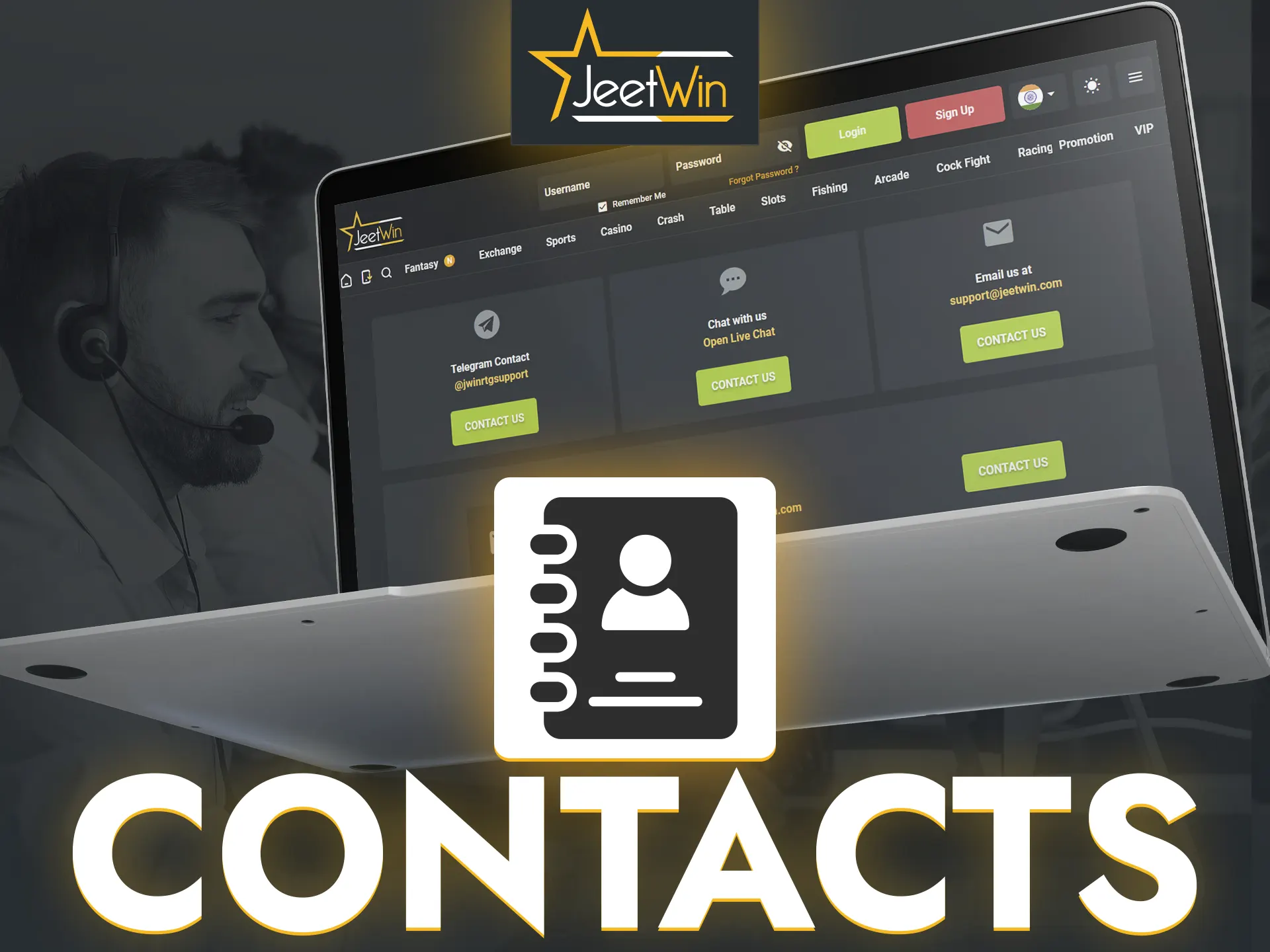 Explore the available contacts at JeetWin Casino to get in touch.