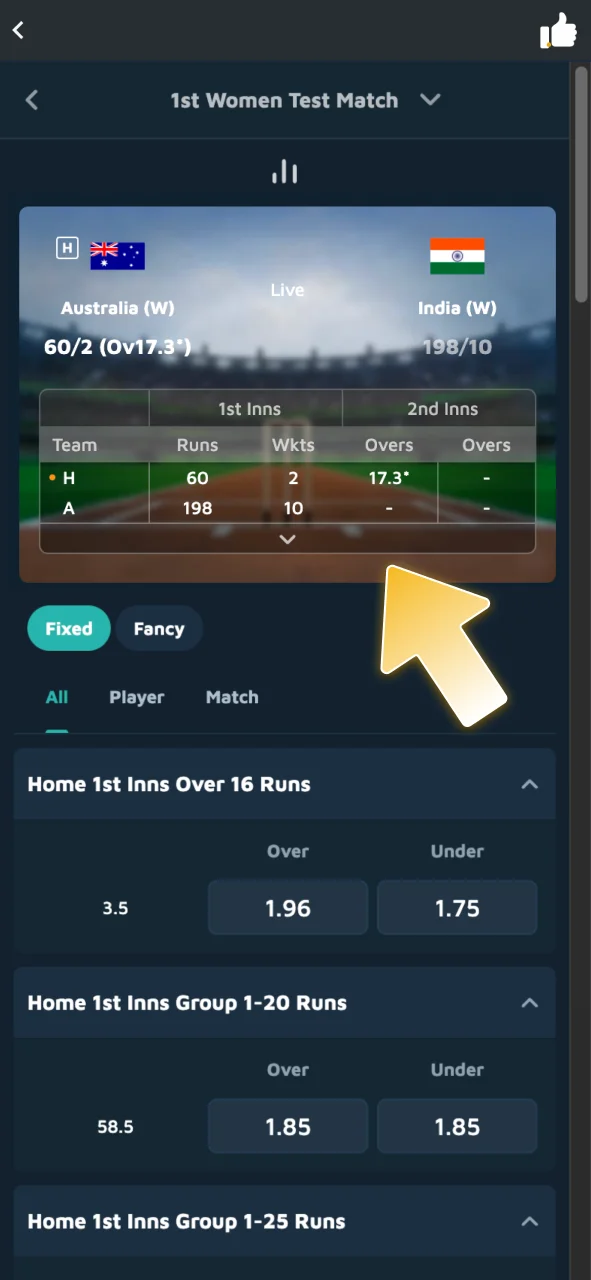 Monitor the JeetWin live scoreboard to track your bets.