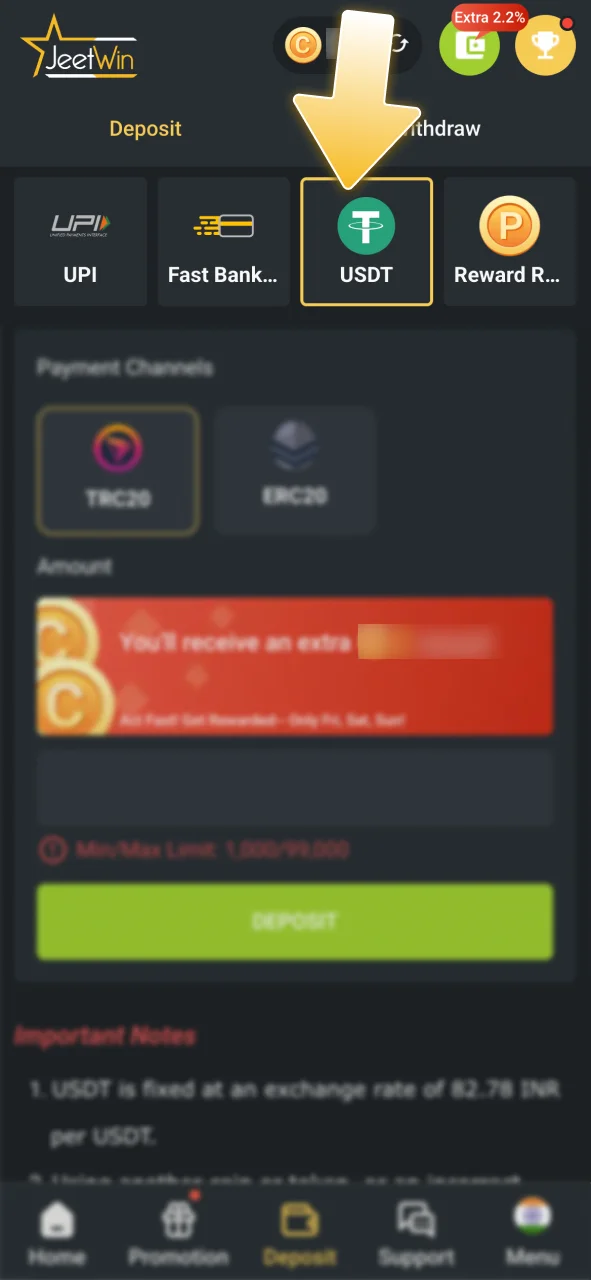 Pick your preferred banking option on the JeetWin site.