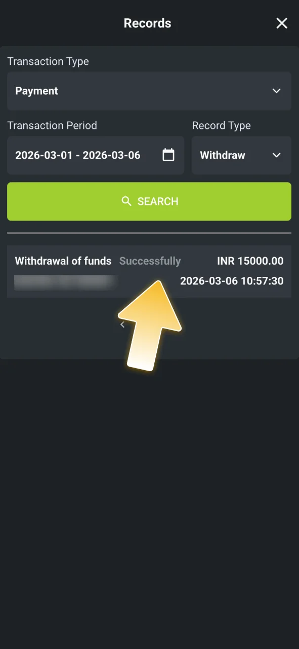 Track your withdrawal status in the JeetWin transaction history.