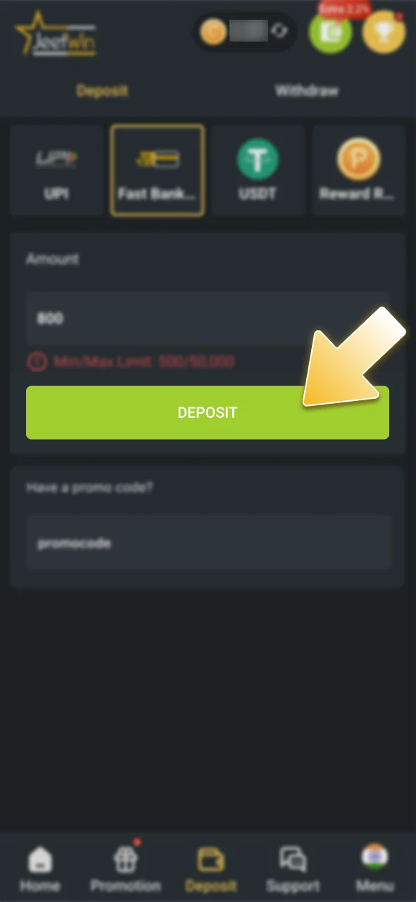 Confirm your payment to add funds to your JeetWin balance.