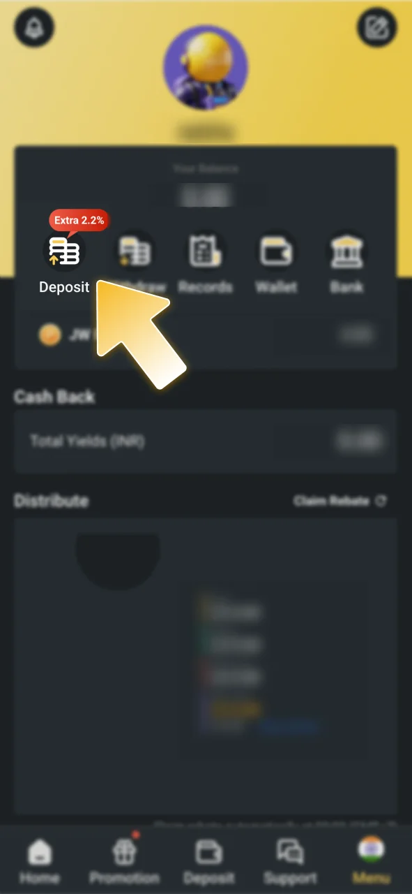 Open the JeetWin cashier and select your deposit method.
