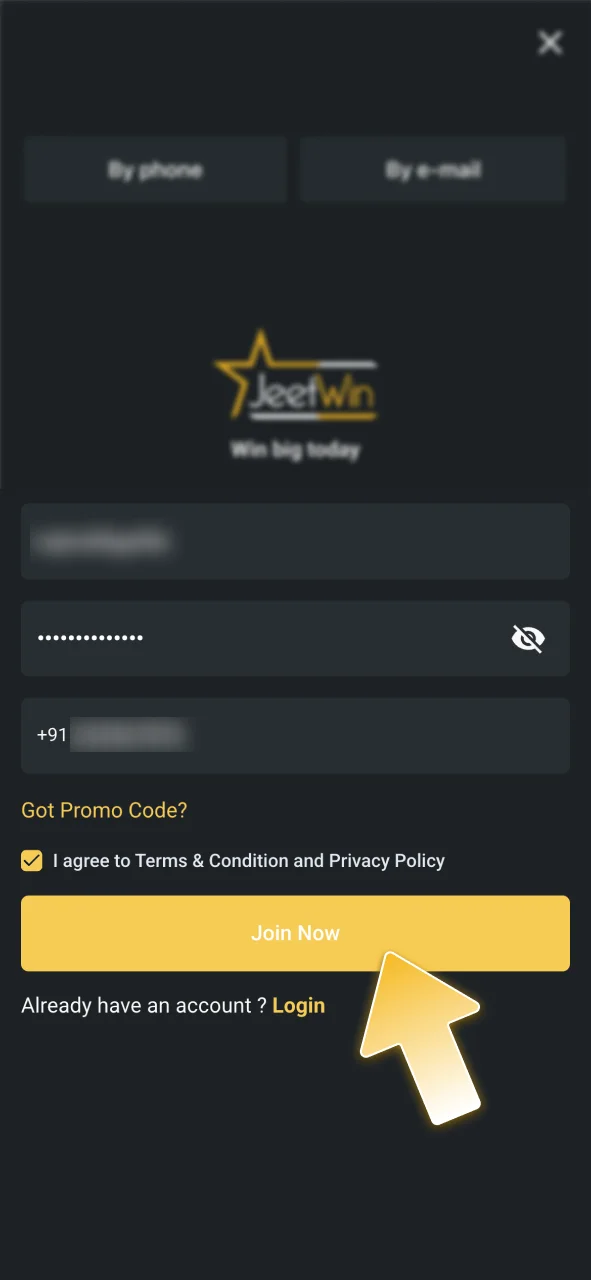 Enter your personal details to join JeetWin today.
